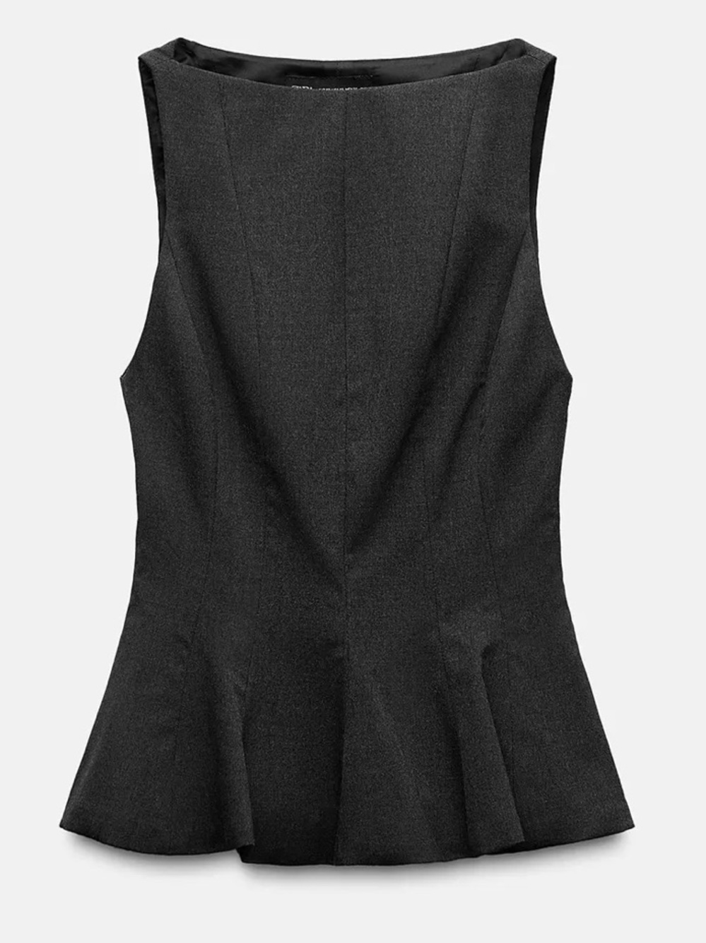 CHARCOAL BOATNECK PEPLUM TOP